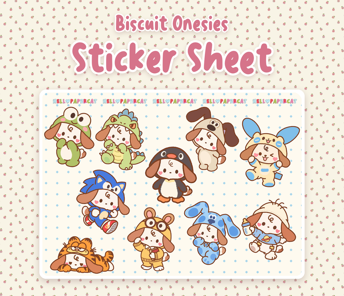 Biscuit Onesies sticker sheet