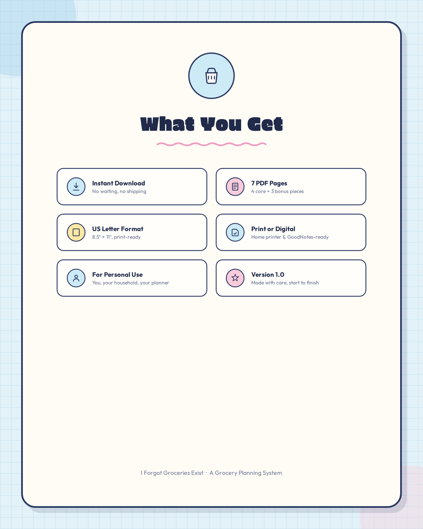 I Forgot Groceries Exist – Grocery Planning Collection (Printable PDF)
