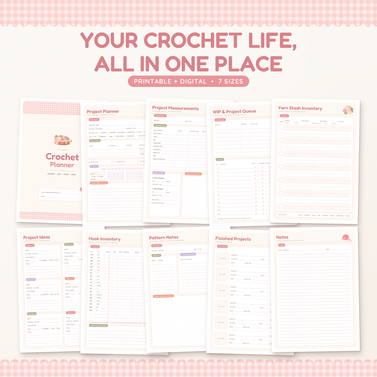 Crochet Planner Printable, Crochet Project Planner, Yarn Stash Inventory, Crochet Journal, GoodNotes Digital Planner, Crochet Organizer