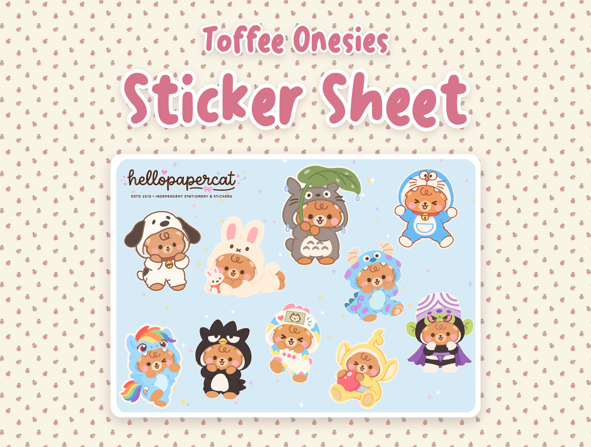 Toffee Onesies sticker sheet