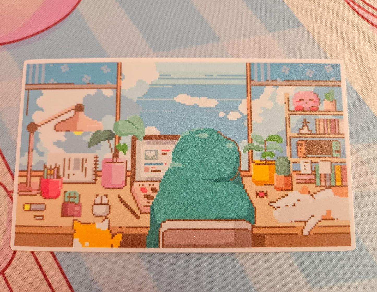 Large Cozy work desk Vinyl Sticker