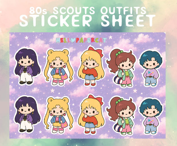 80s scouts outfits sticker sheet