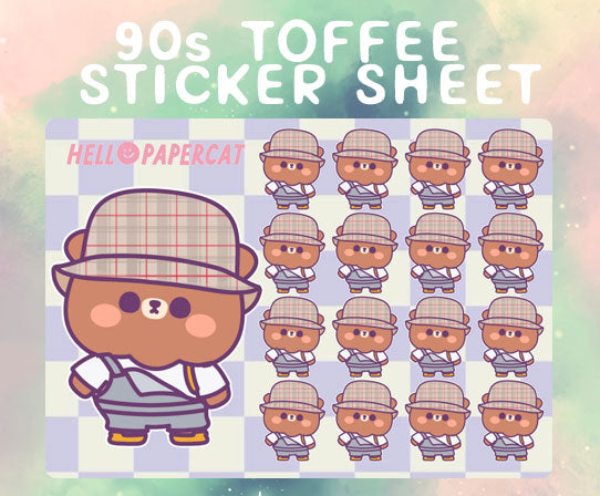 90s Toffee bear sticker sheet