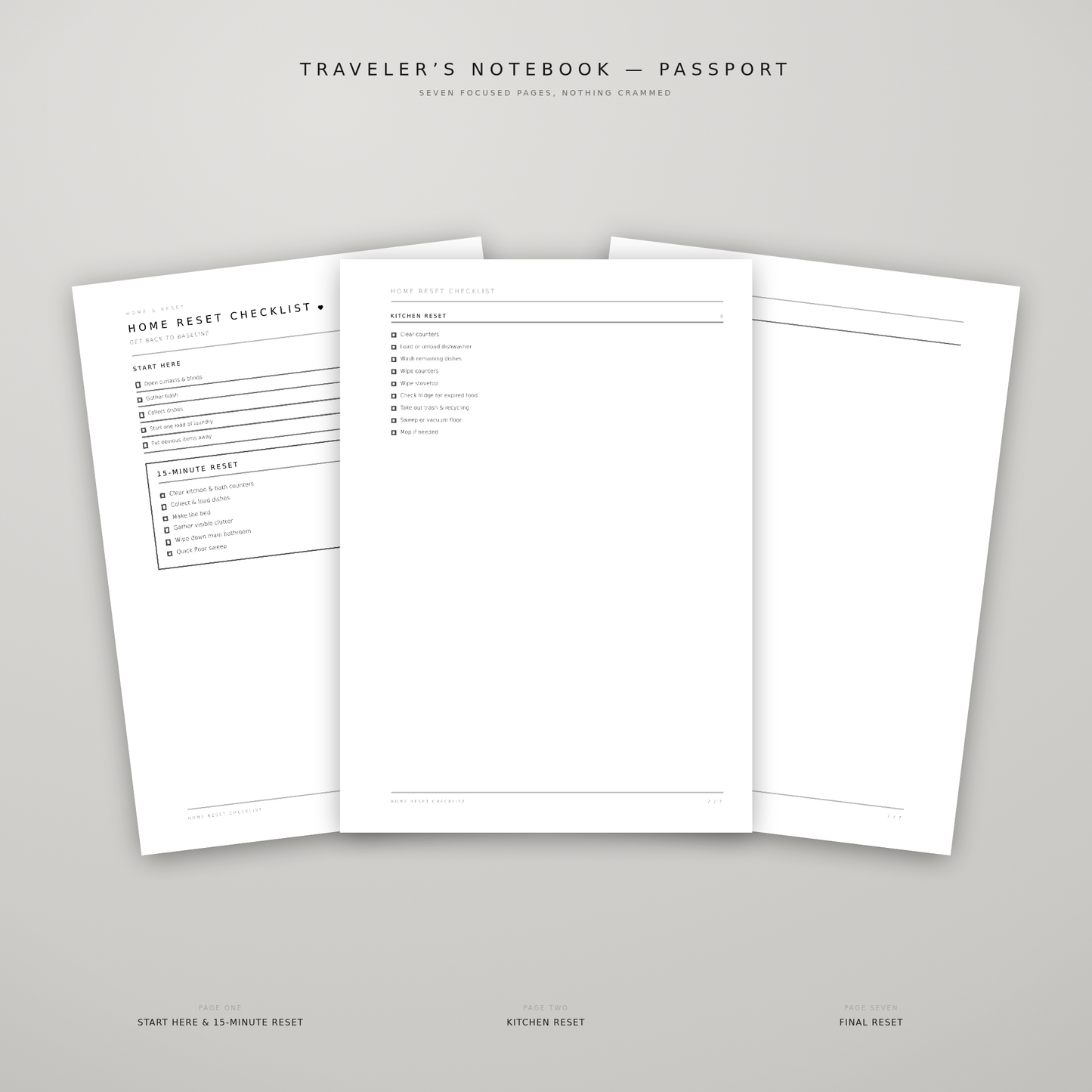 Home Reset Checklist – Printable Cleaning & Home Organization Planner