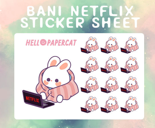 Bani binge watching sticker sheet
