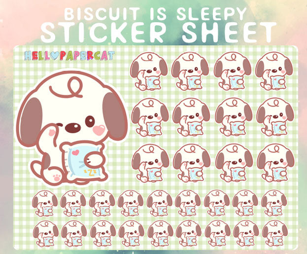 biscuit sleepy sticker sheet
