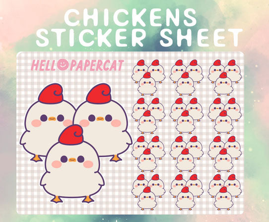 Chickens sticker sheet