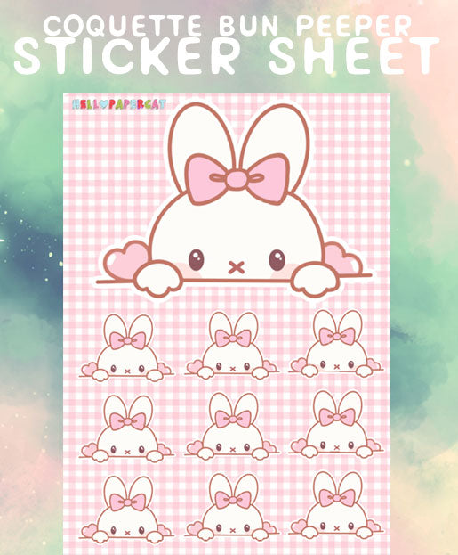 Coquette Bun peeper sticker sheet