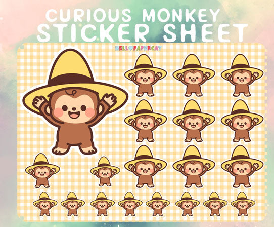 Curious Monkey sticker sheet