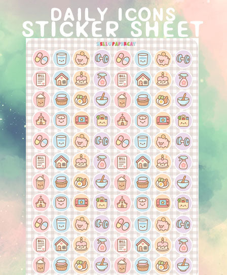 Daily rounded Icons sticker sheet