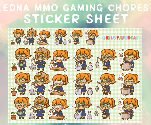 Edna mmo gaming daily chores sticker sheet