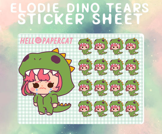 Elodie dino tears sticker sheet