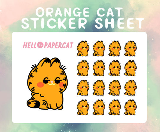 Orange cat sticker sheet