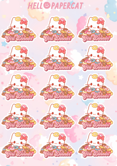 Girl Dinner sticker sheet