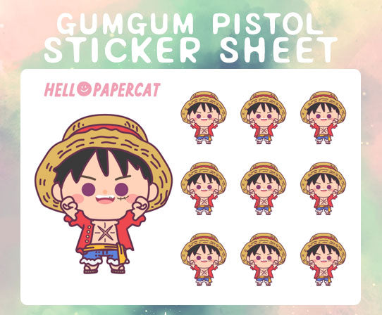 Gum Gum Pistol sticker sheet