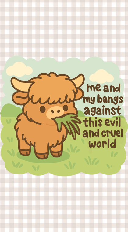 Highland Cow - Me and my bangs dashboard / Art Print