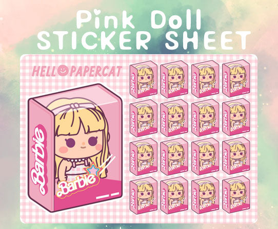 Pink Doll sticker sheet