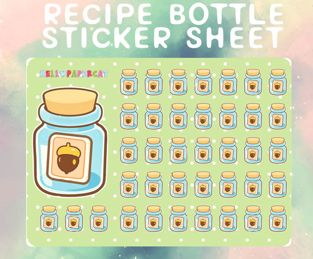 Recipe bottle sticker sheet