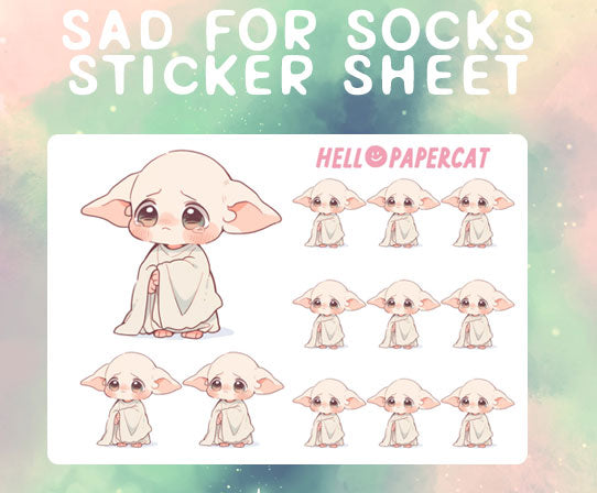 Sad for socks sticker sheet