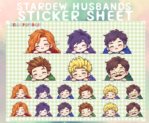 stardew husbands peeker sticker sheet