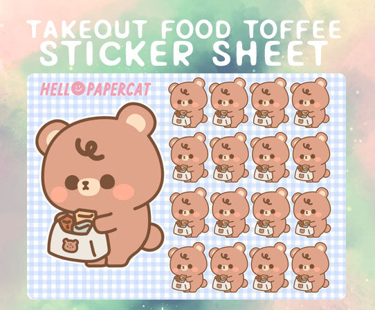 take out food Toffee sticker sheet