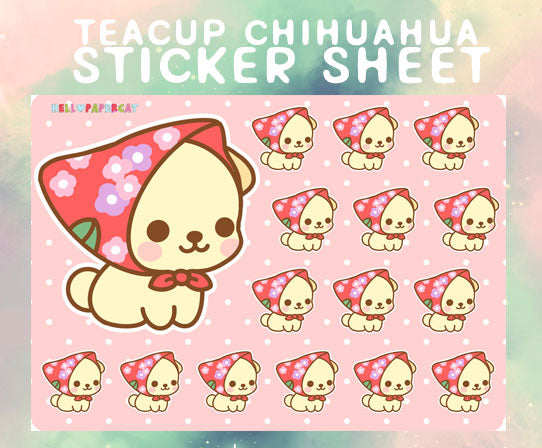 Teacup Chihuahua sticker sheet