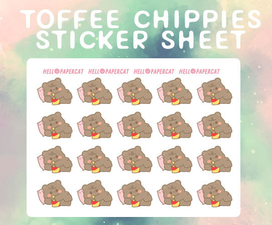 Toffee eating chippies sticker sheet