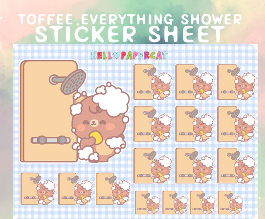 Toffee everything shower sticker sheet
