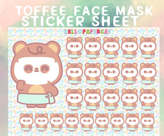 Toffee face mask sticker sheet