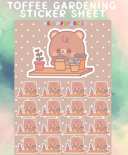 Toffee gardening sticker sheet