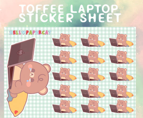 Toffee laptop sticker sheet