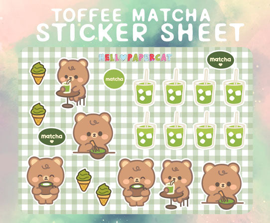 Toffee matcha sticker sheet