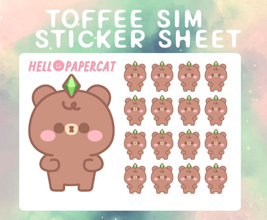Toffee sim sticker sheet
