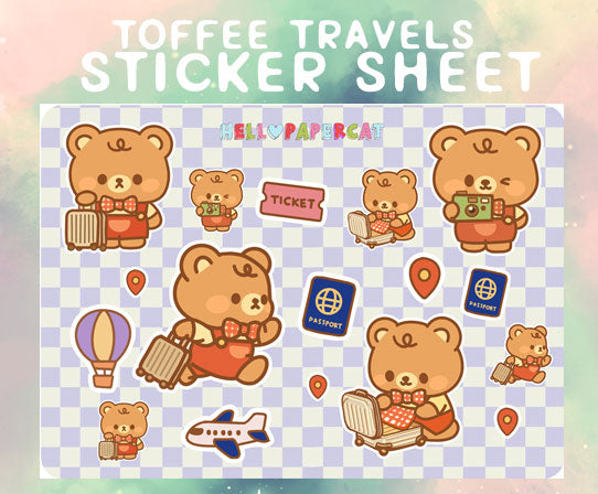 Toffee Travels sticker sheet
