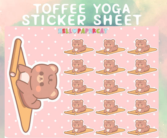 Toffee yoga sticker sheet