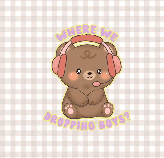 Where we dropping boys? Toffee gamer Vinyl Sticker