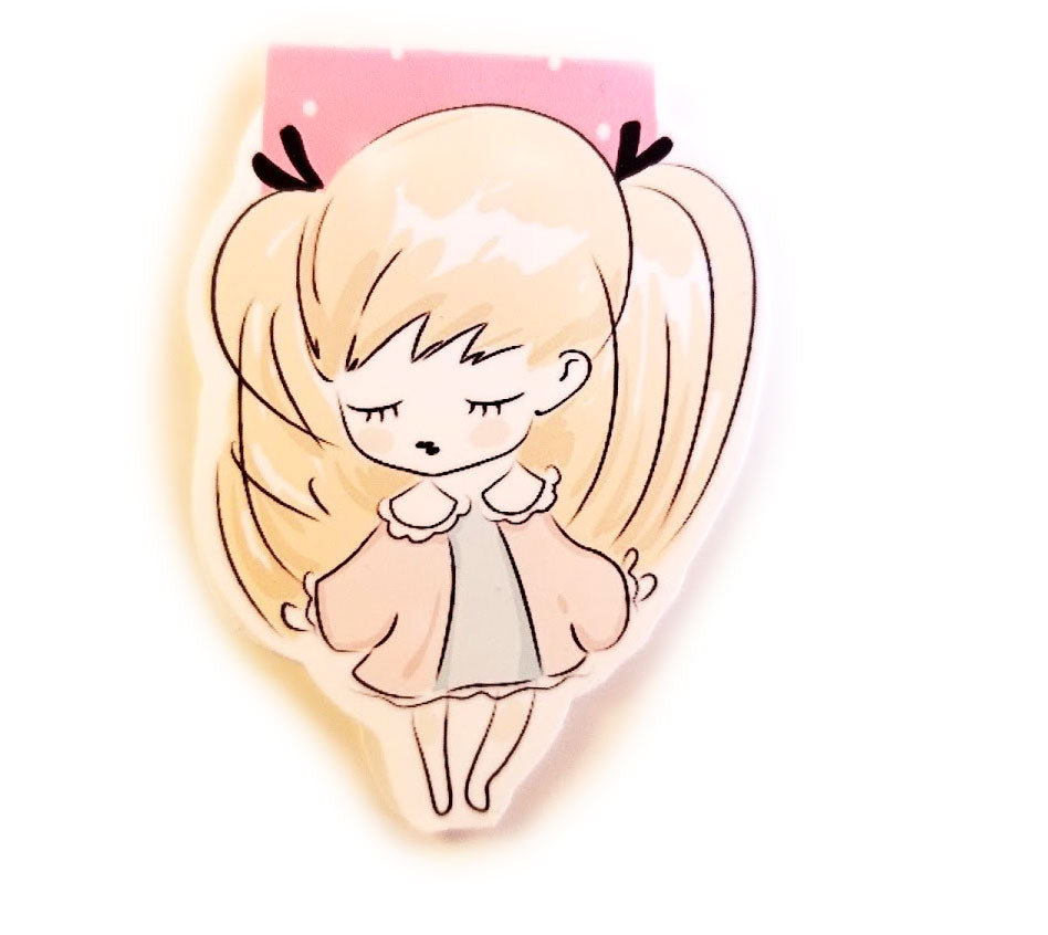 Cute doodle girl magnetic bookmark