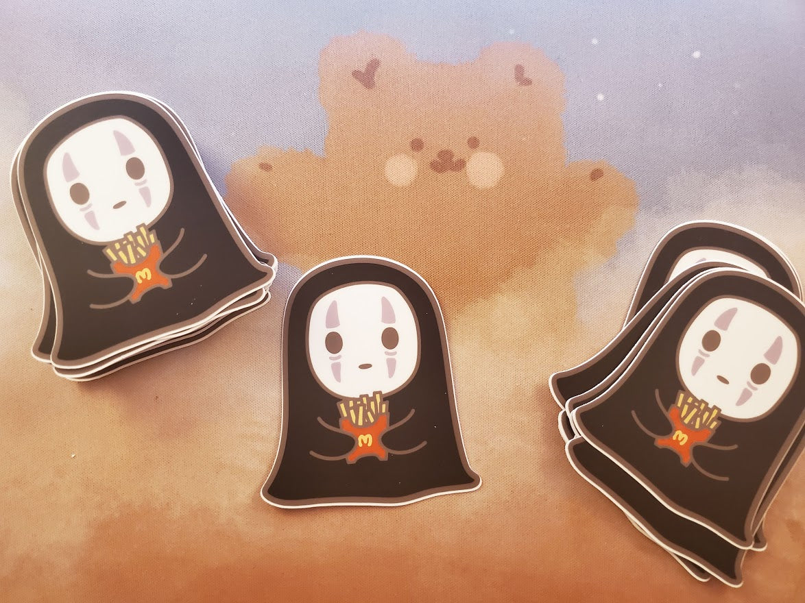 faceless ghost loves fries Vinyl Sticker