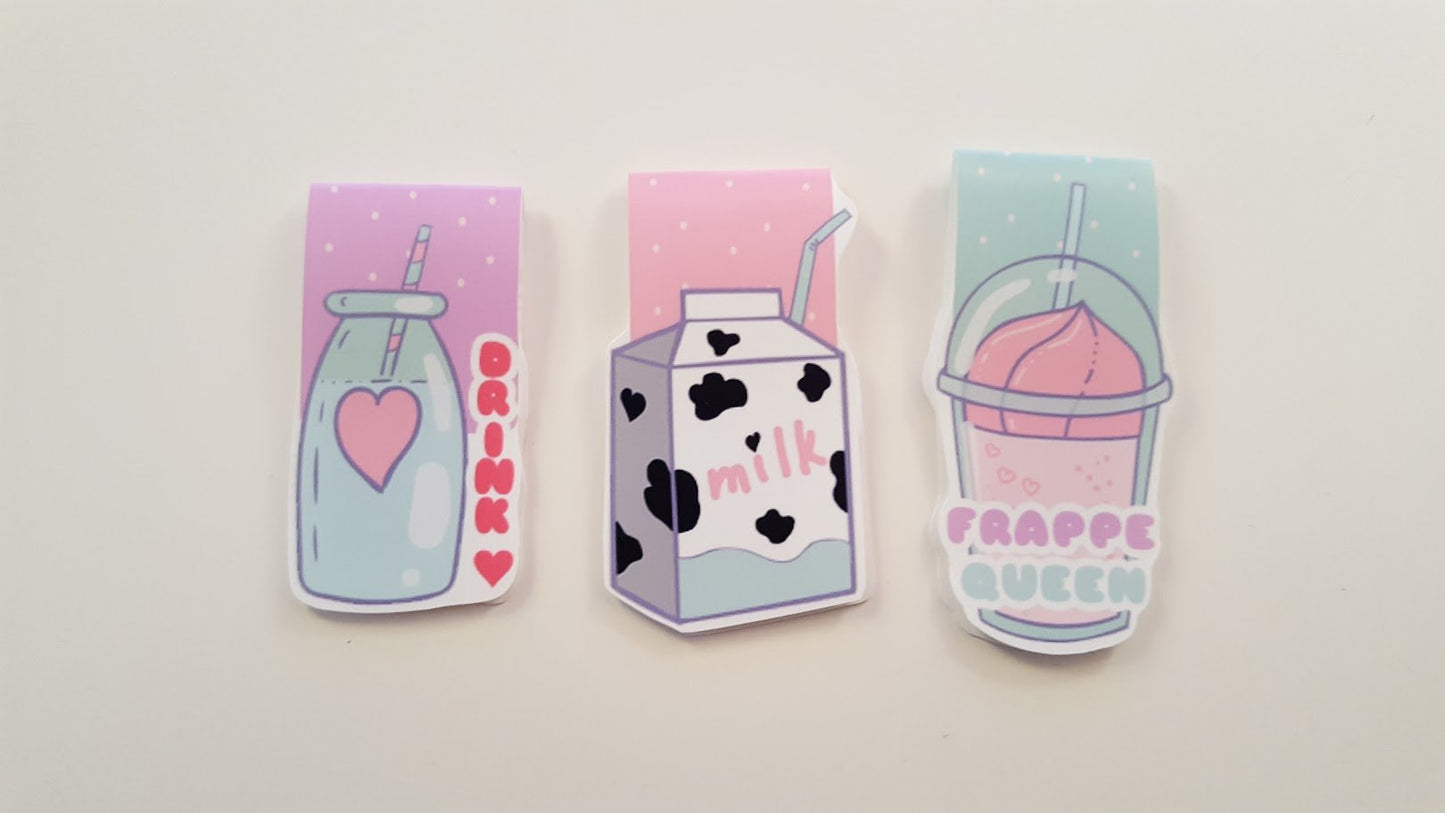 Kawaii Drinks magnetic bookmarks