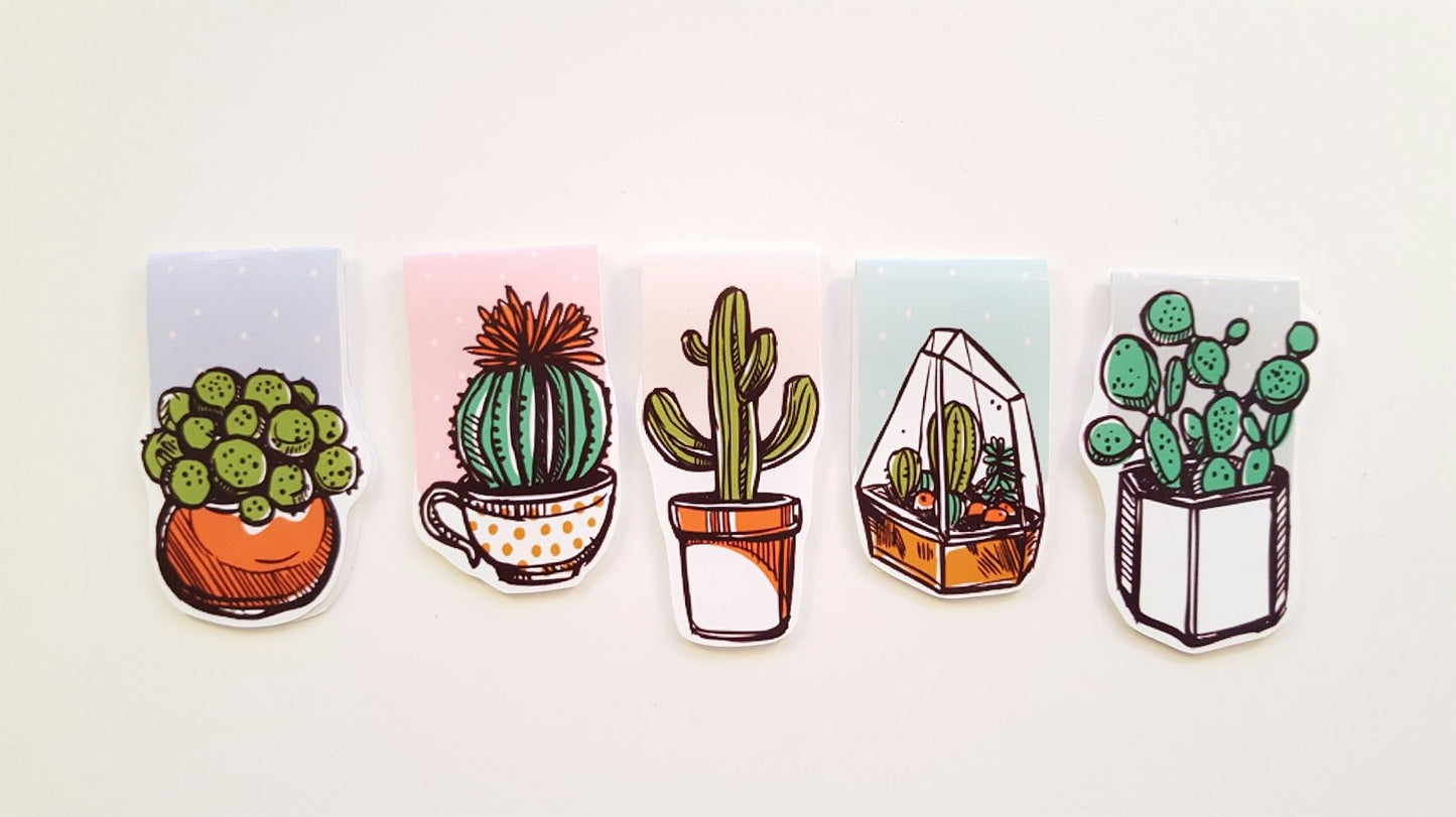 Cactus magnetic bookmark set