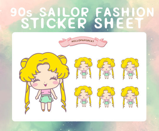 90s Sailor Fashion sticker sheet