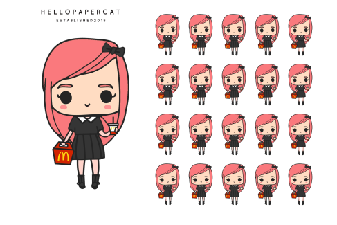 Micky D's girl sticker sheet