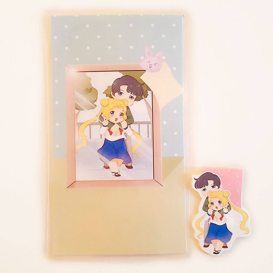 Usagi and Mamoru dashboard or magnetic bookmark