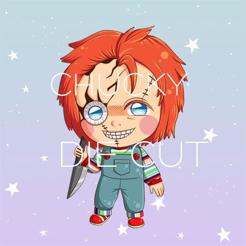 Creepy doll inspired die cut