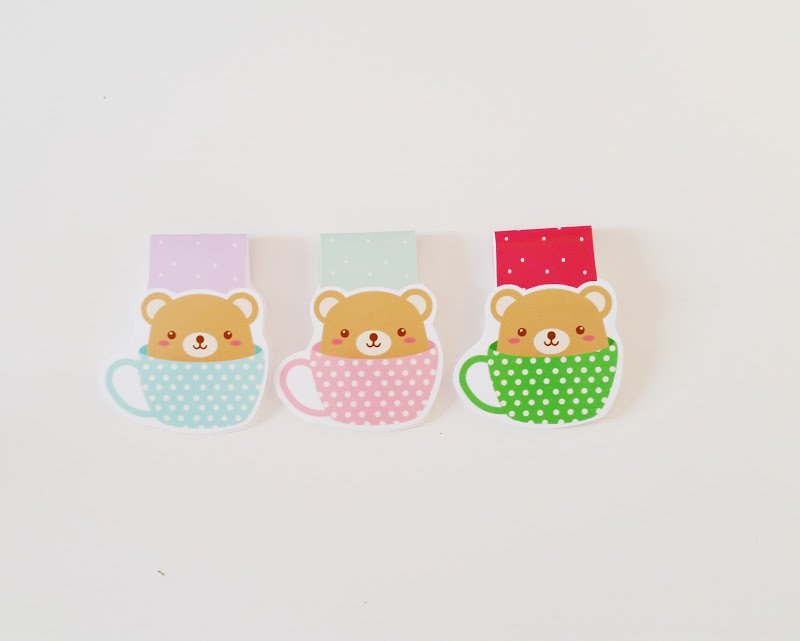 Bear in a mug magnetic bookmark
