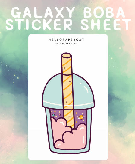 Galaxy Boba Large sticker sheet