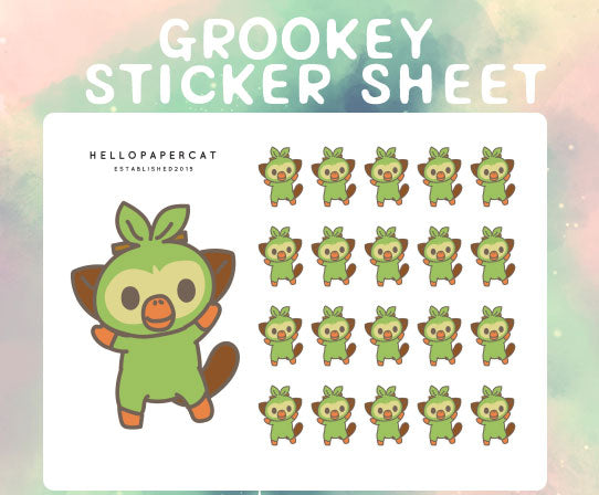 Grass type inspired sticker sheet