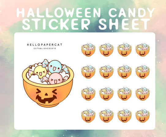 halloween candy sticker sheet