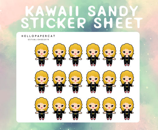 Kawaii Sandy from Grease sticker sheet
