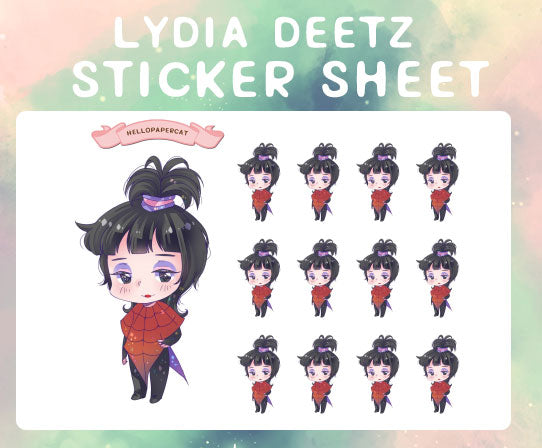 Lydia red outfit inspired sticker sheet